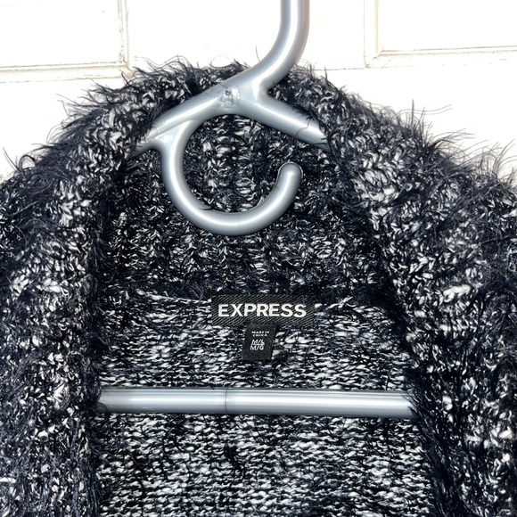 Express medium large M/L black fuzzy cozy cardigan sweater - Picture 3 of 6